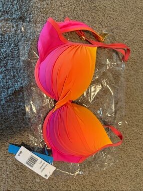 Bleu Rod Beattie Pink and Orange Ombre Push-Up Bikini Top
